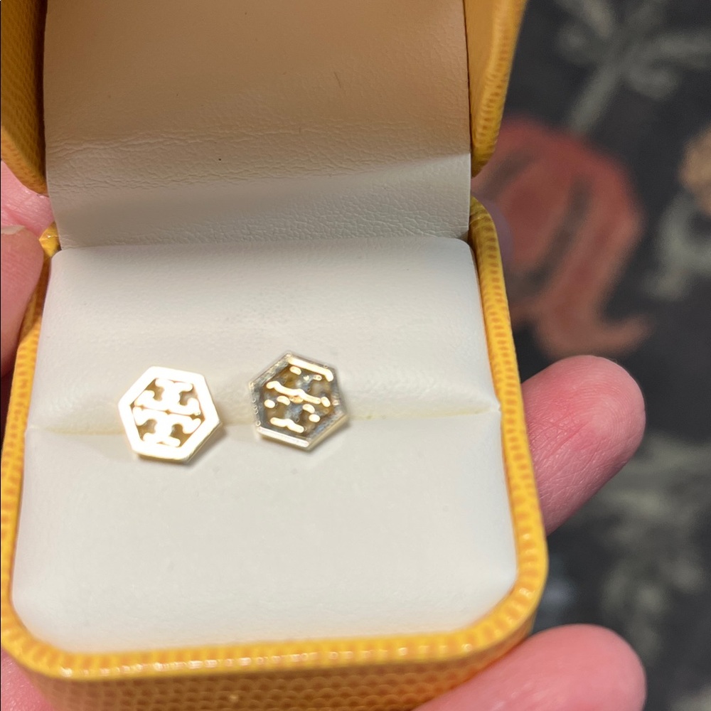 Tory Burch Gold Hexagon Earrings